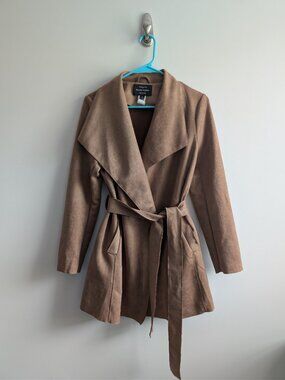 Haute Monde Faux Suede Wrap Coat